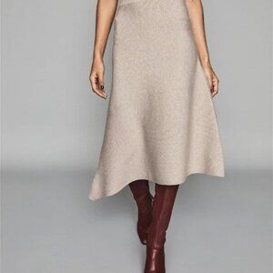 NWT REISS Leonora Ribbed Knit Asymmetric Midi Skirt Size S